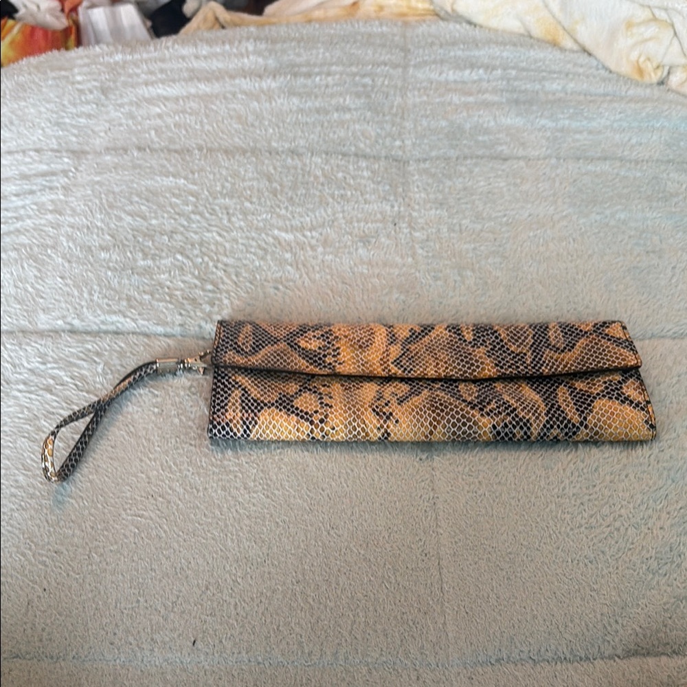 Snake Print Clutch with Wristlet